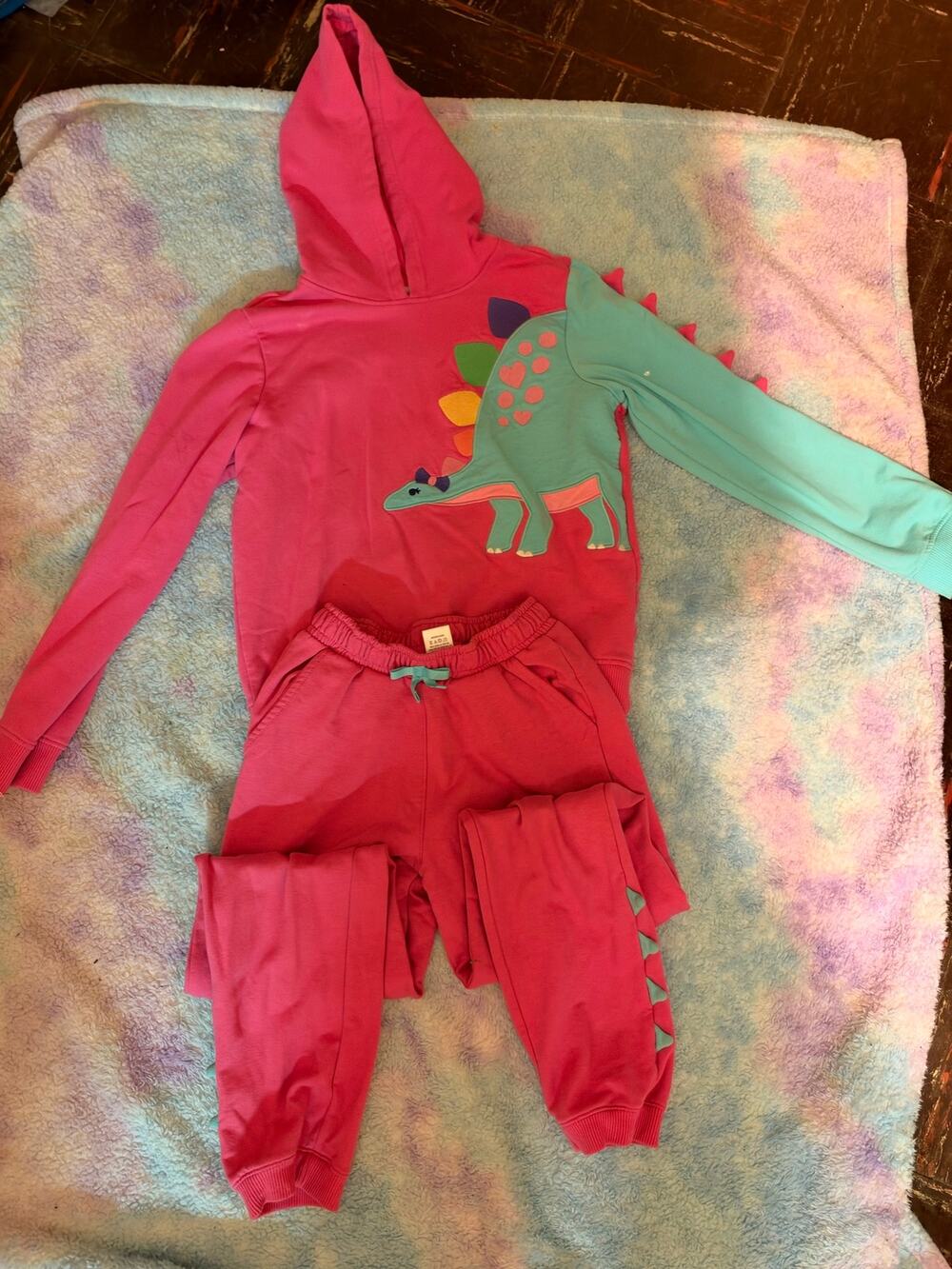 Gymboree Girls Dino Friends 3D Spike Hoodie & Joggers Tracksuit Set